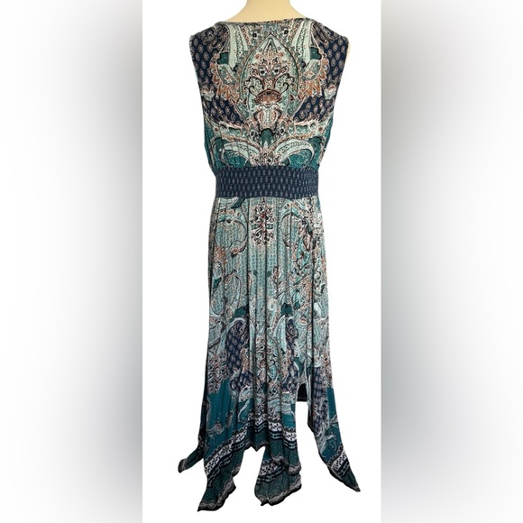 Bila Blue Paisley Fairycore Asymmetrical Cottage Sleeveless Summer Dress Size XL - Picture 4 of 9